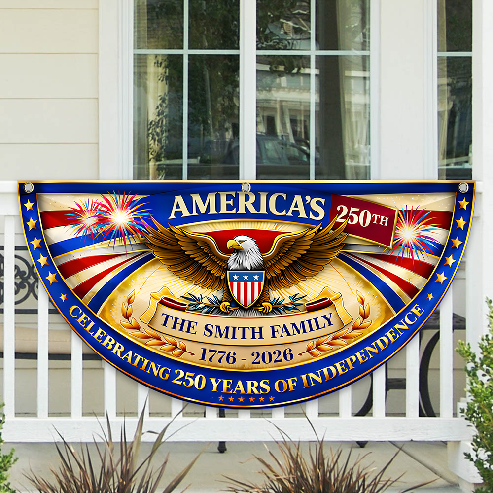 Custom Family Name America Celebrating 250 Years Of Independence 1776 - 2026 Non-Pleated Fan Flag CH07 911102