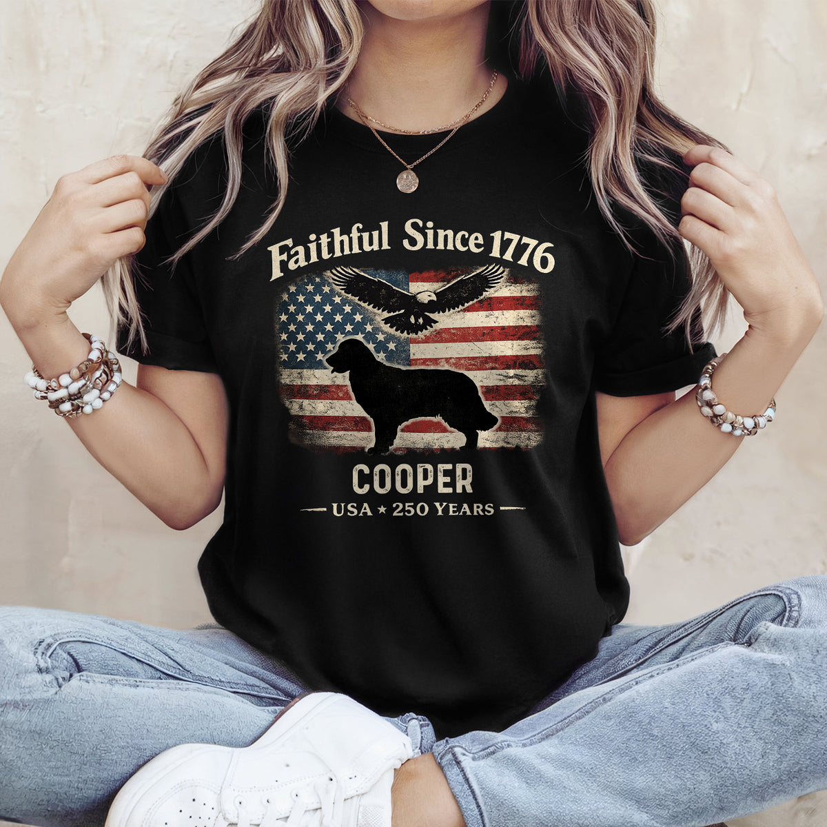 Custom Dog Faithful Since 1776 USA 250 Years Dark Shirt LM32 899061