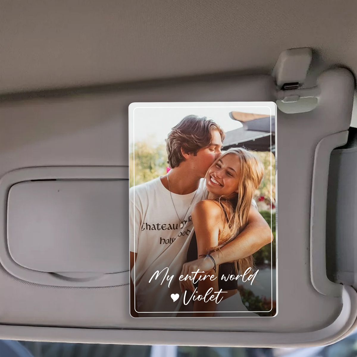 Custom Photo My Entire World Acrylic Car Visor Gift For Valentine HO82 901072