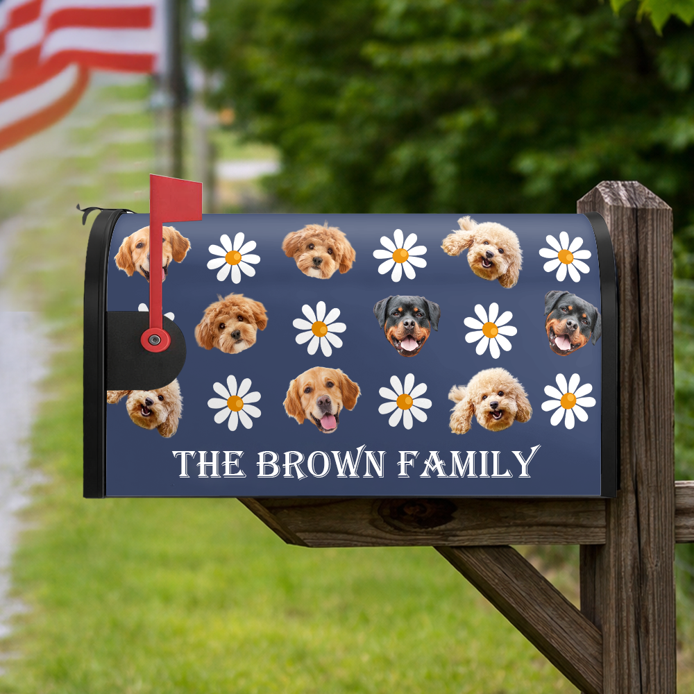 Custom Dog Face Photo With Icon Mailbox Cover TH10 898397