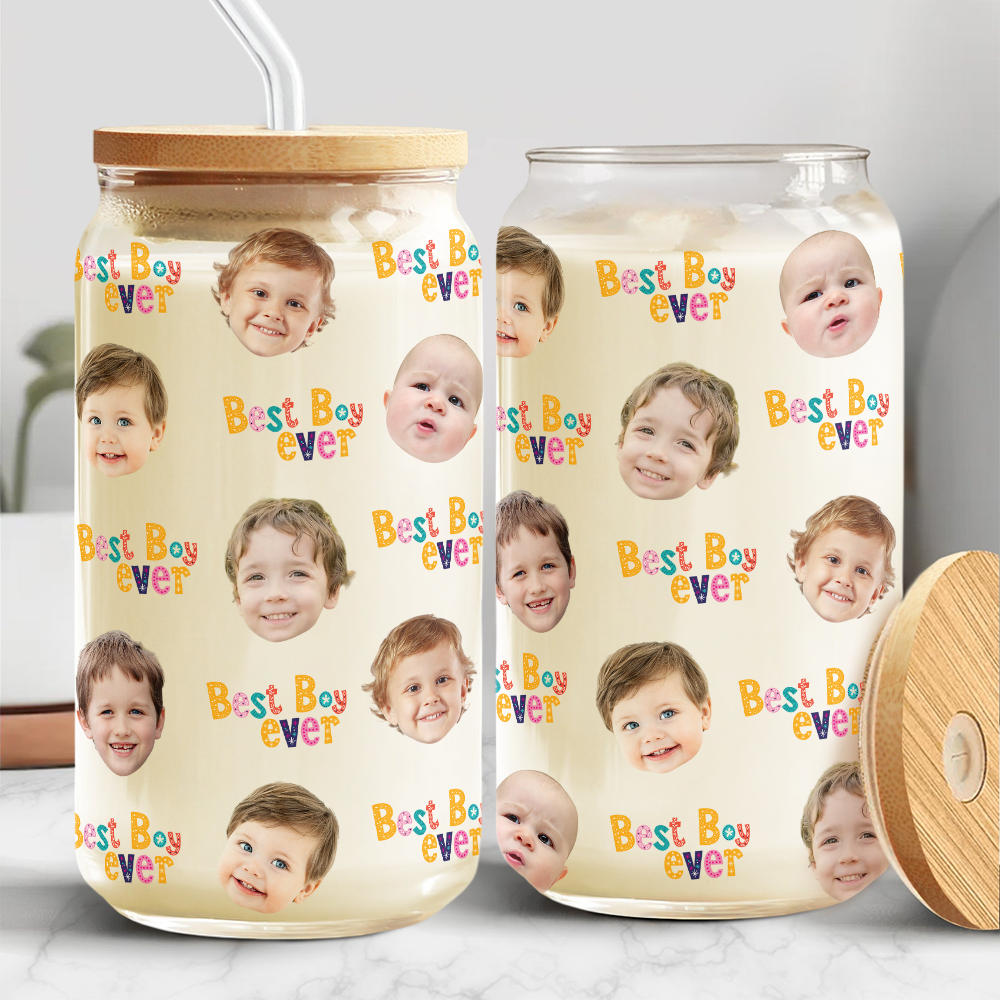Custom Face Photo Best Family Ever Glass Can With Lid TH10 892657
