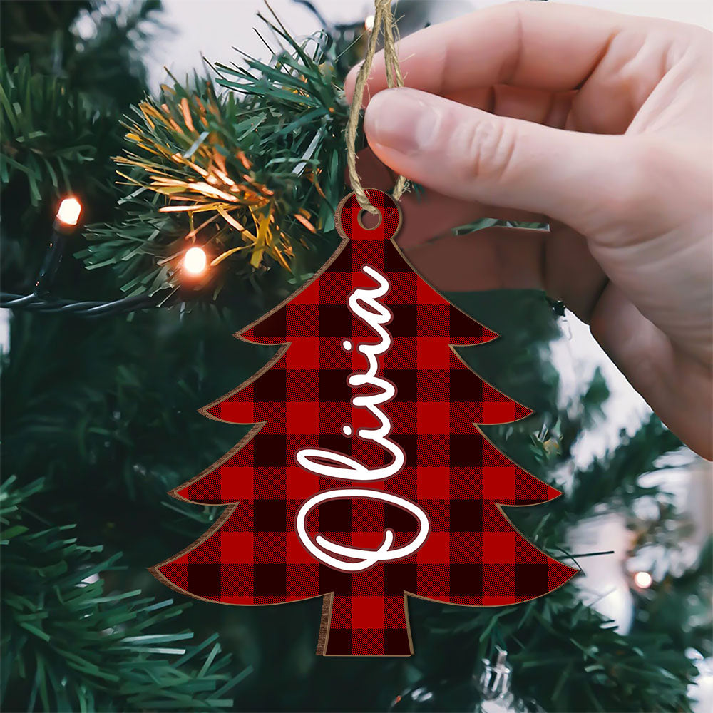 Personalized Family Christmas Tree With Pattern Wood Ornament HO82 903622