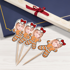 Custom Photo Cute Gingerbread Cupcake Topper Christmas Gift For Family CH07 896358