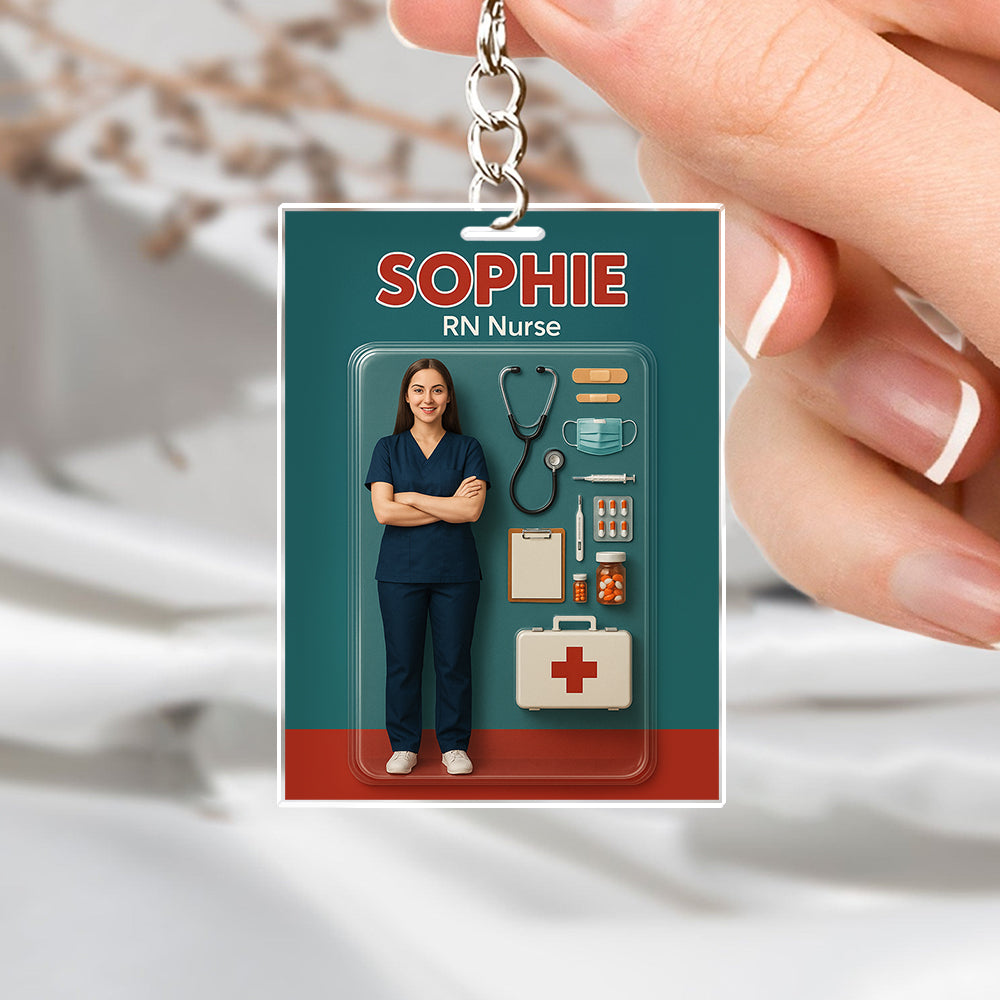 Custom Photo 3D Effect Nurse Figure Acrylic Keychain HO82 893912