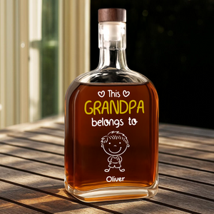 This Grandpa Belongs To Us - Personalized Custom Whiskey Bottle HO82 894470