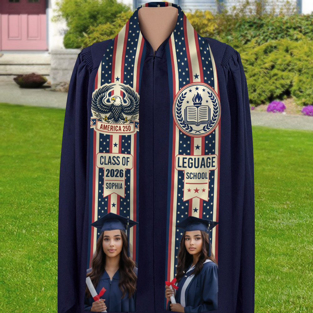 Custom Photo American 250 Senior Graduation Stole LM32 897877