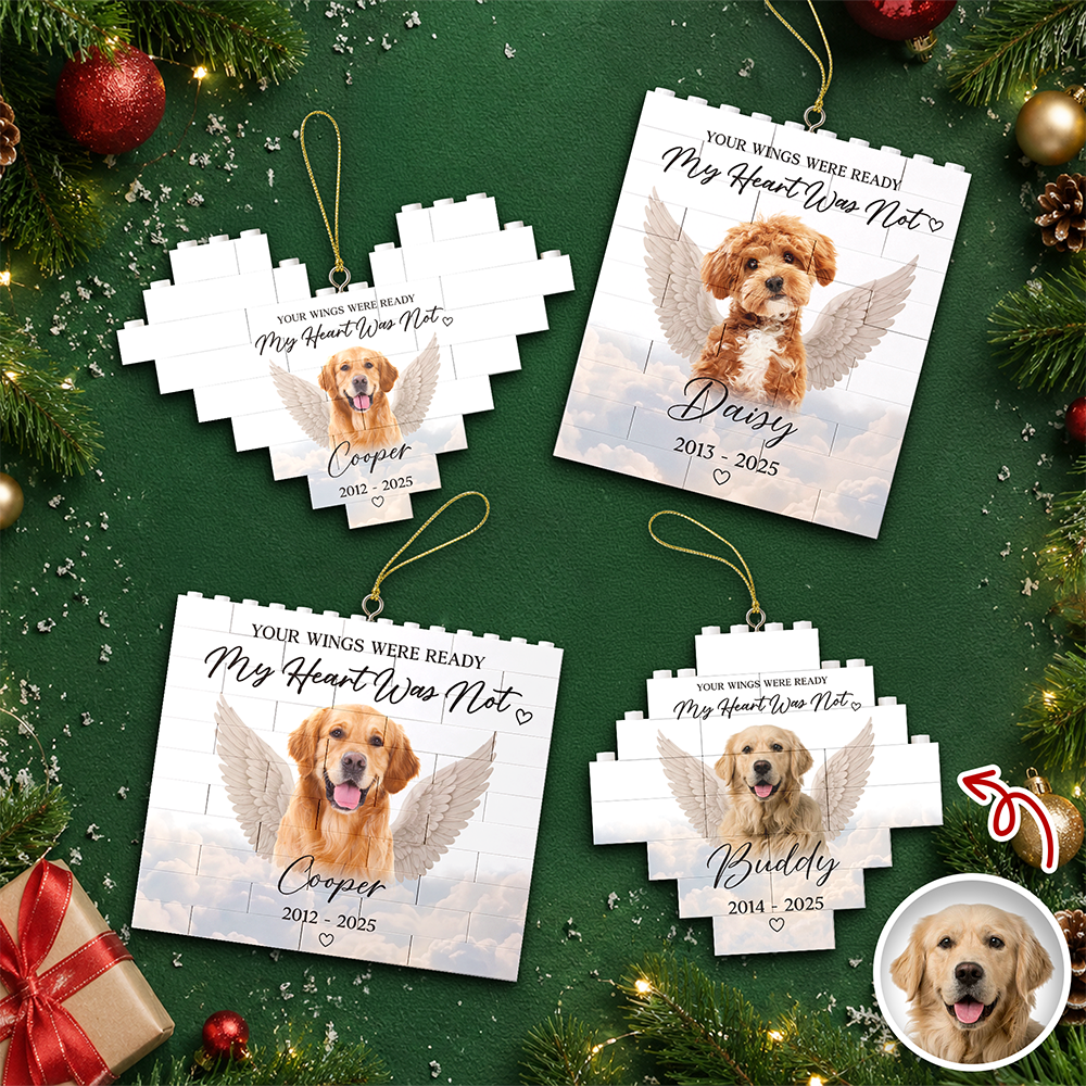 Personalized Pet Memorial Angel Wings Building Blocks Ornament CH07 180258