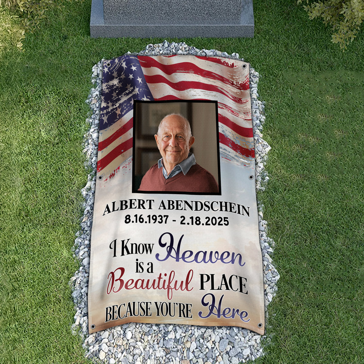 Custom Photo I Know Heaven Is A Beautiful Place Because You're Here Memorial Grave Blanket LM32 897515