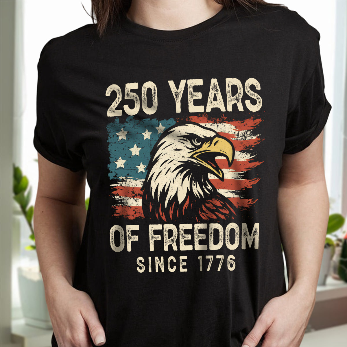 250 Years Of Freedom Since 1776 USA Bald Eagle America Flag Dark Shirt HA75 897366