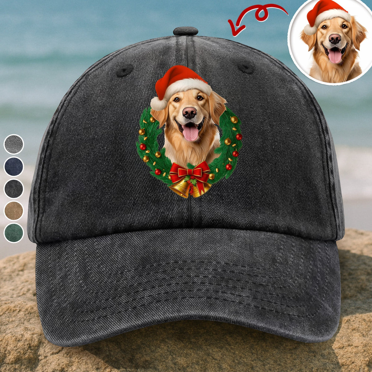 Custom Pet Photo Washed Denim Baseball Cap Christmas Gift For Dog And Cat Lovers HA75 897058