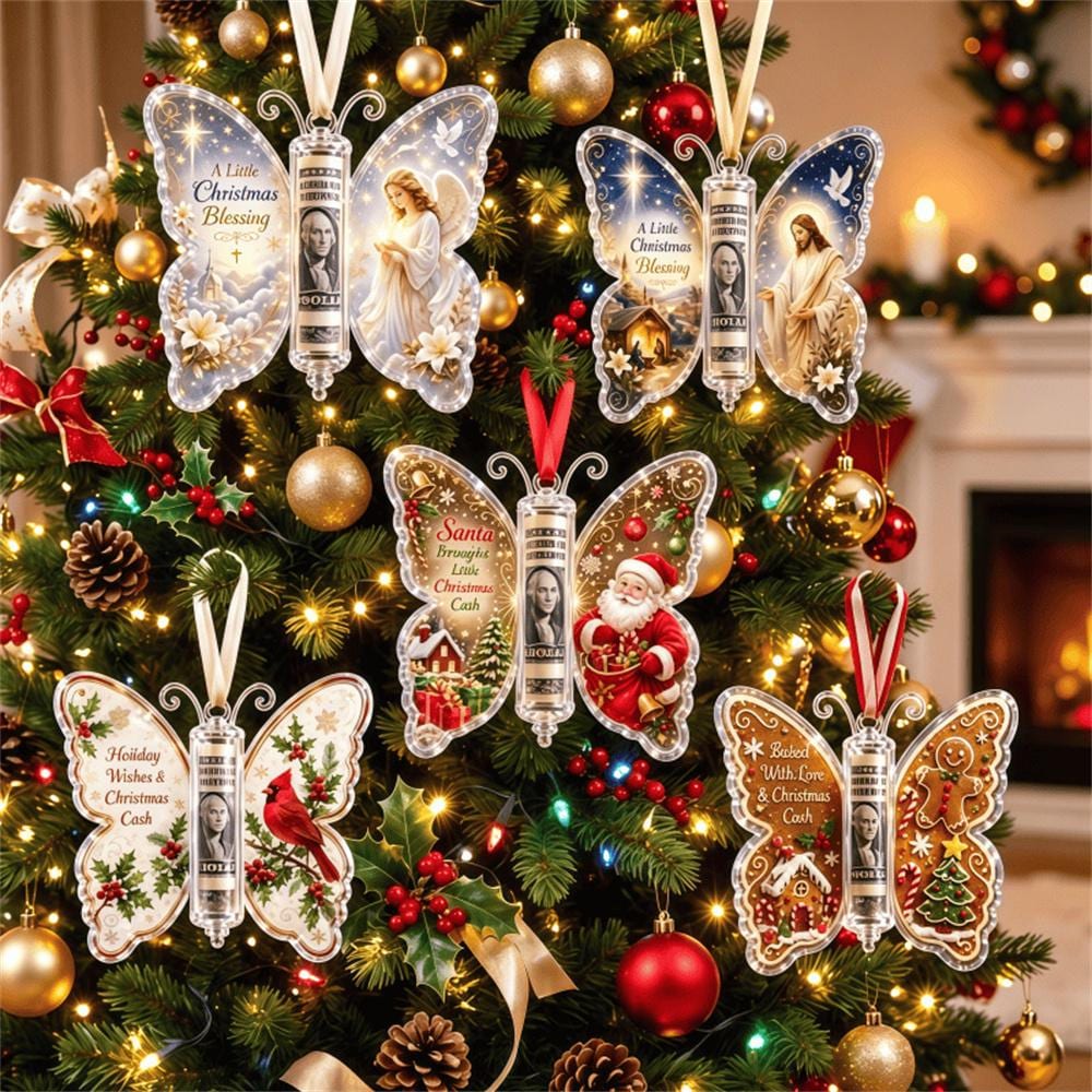 Funny Santa Brought A Little Christmas Cast Butterfly Money Holder Ornament, Holiday Decor Gift LM32 670335