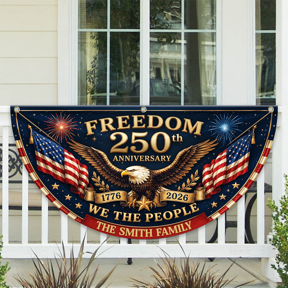 Freedom 250th Anniversary Non-Pleated Fan Flag, USA 1776-2026 Patriotic Decor LM32 669257