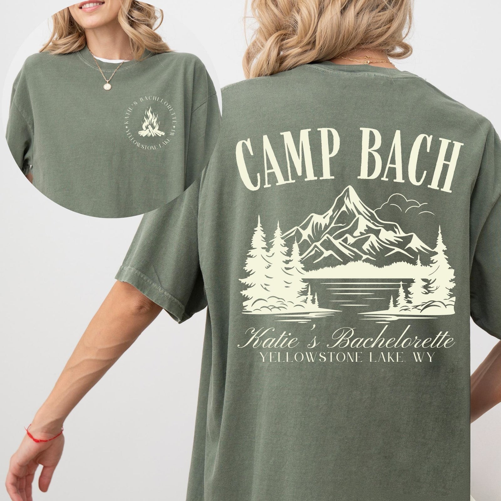 Personalized Vintage Camp Bachelorette Front & Back Comfort Shirt – Gift For Retro Lake Themed Bridal Party, Hiking Bach HO82 903048
