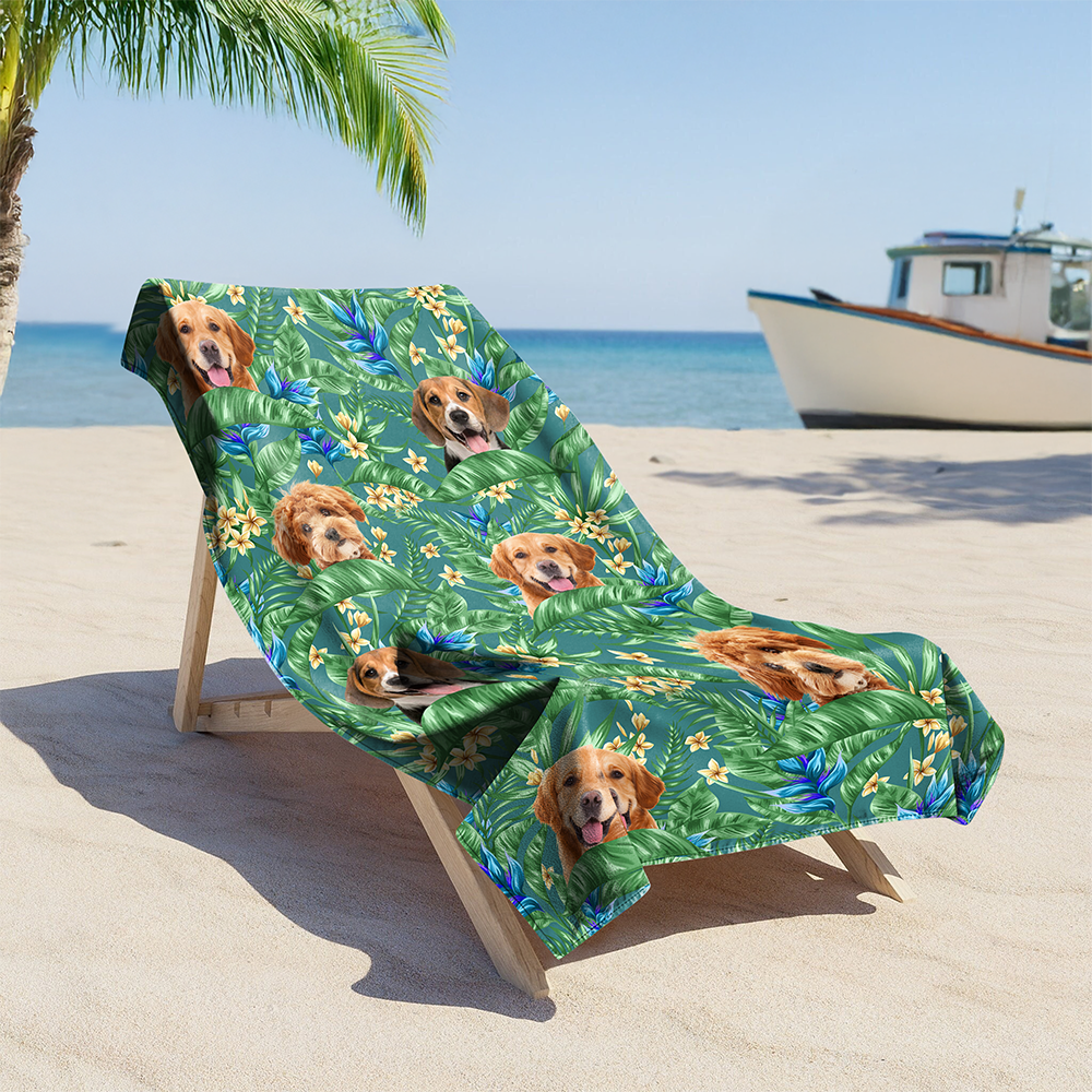 Custom Hawaii In The Air Face Dog Photo Beach Towel HO82 894008