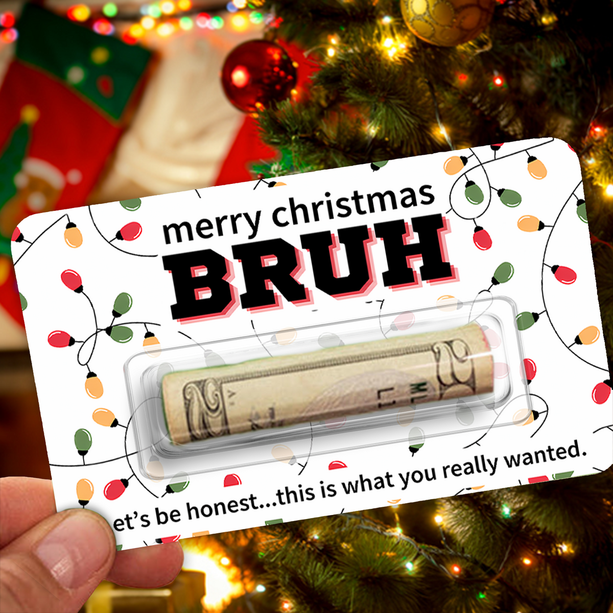 Custom Merry Christmas Bruh Money Holder Card - Personalized Funny Christmas Cash Gift Card for Family & Friends TH10 170679