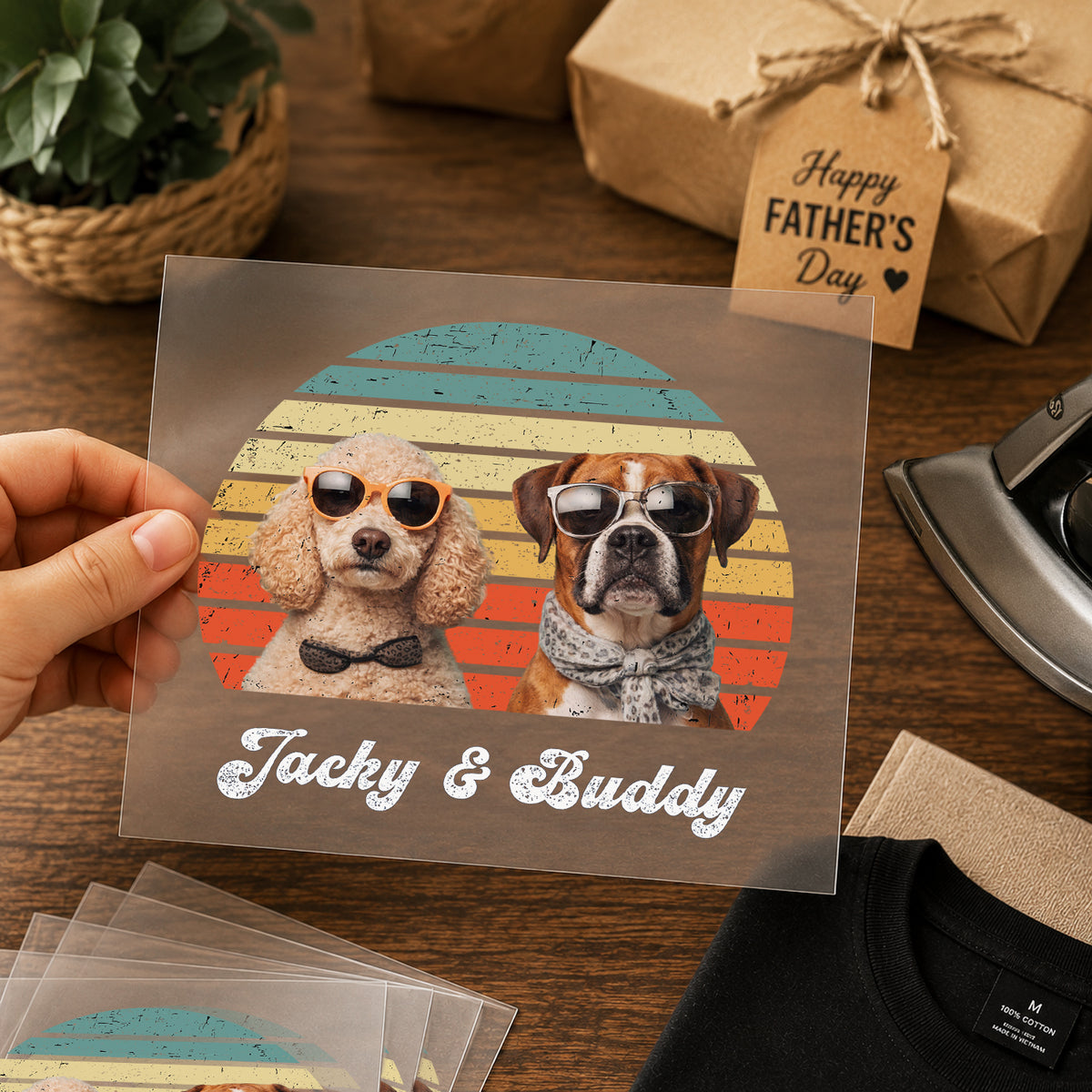 Custom Photo Dog Cat Vintage Retro DTF Transfer - Gift For Dog Cat Lovers, Dad, Father's Day HO82 902476