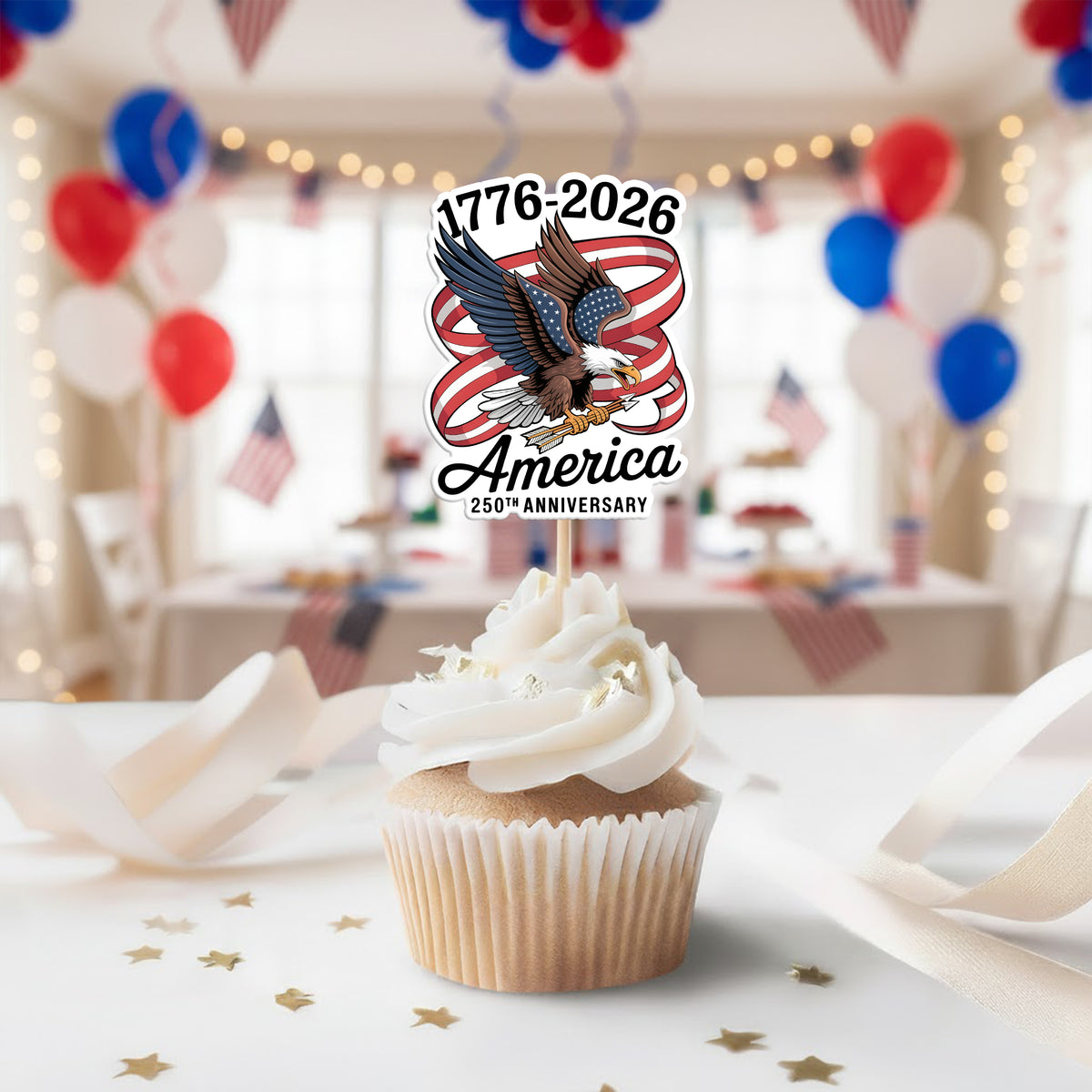 America 250Th Anniversary 1776-2026 Eagle Cupcake Topper HA75 898840