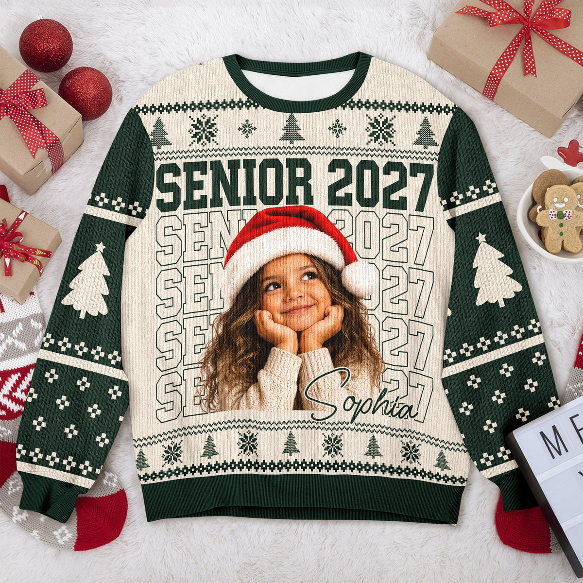 Custom Photo Senior 2027 Graduation Ugly Christmas Sweater LM32 669911