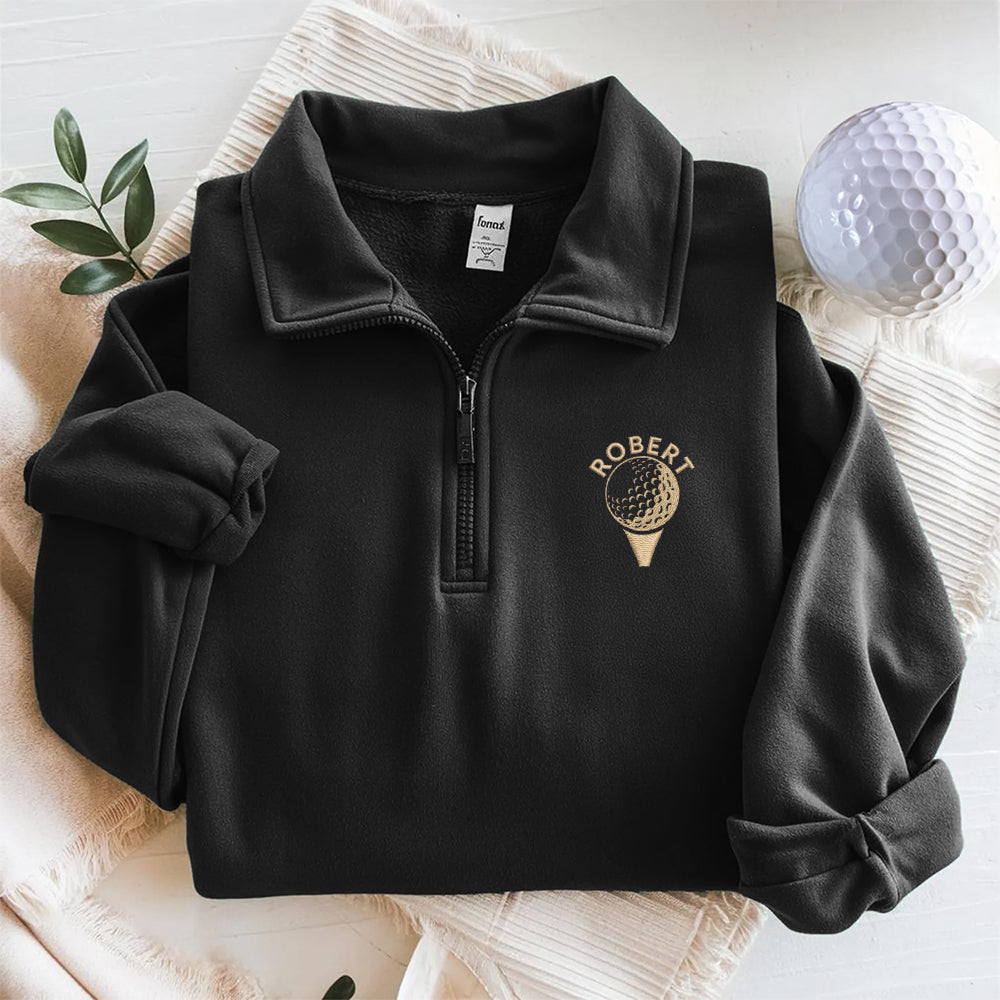 Custom Golf Player Name Embroidered Quarter Zip Sweater Gift for Golf Lovers CH07 910030