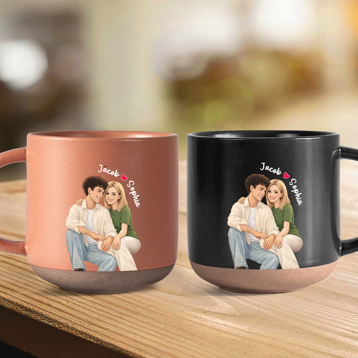 Custom Couple Watercolor Photo Pottery Mug Valentine Gift For Him Her CH07 910194