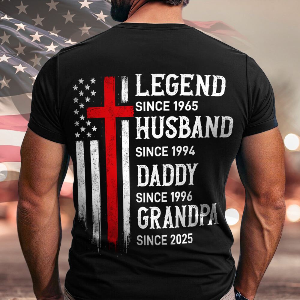 Personalized Legend, Husband since 4th Of July Back Dark Shirt Gifts For Dad, Grandpa HA75 920772