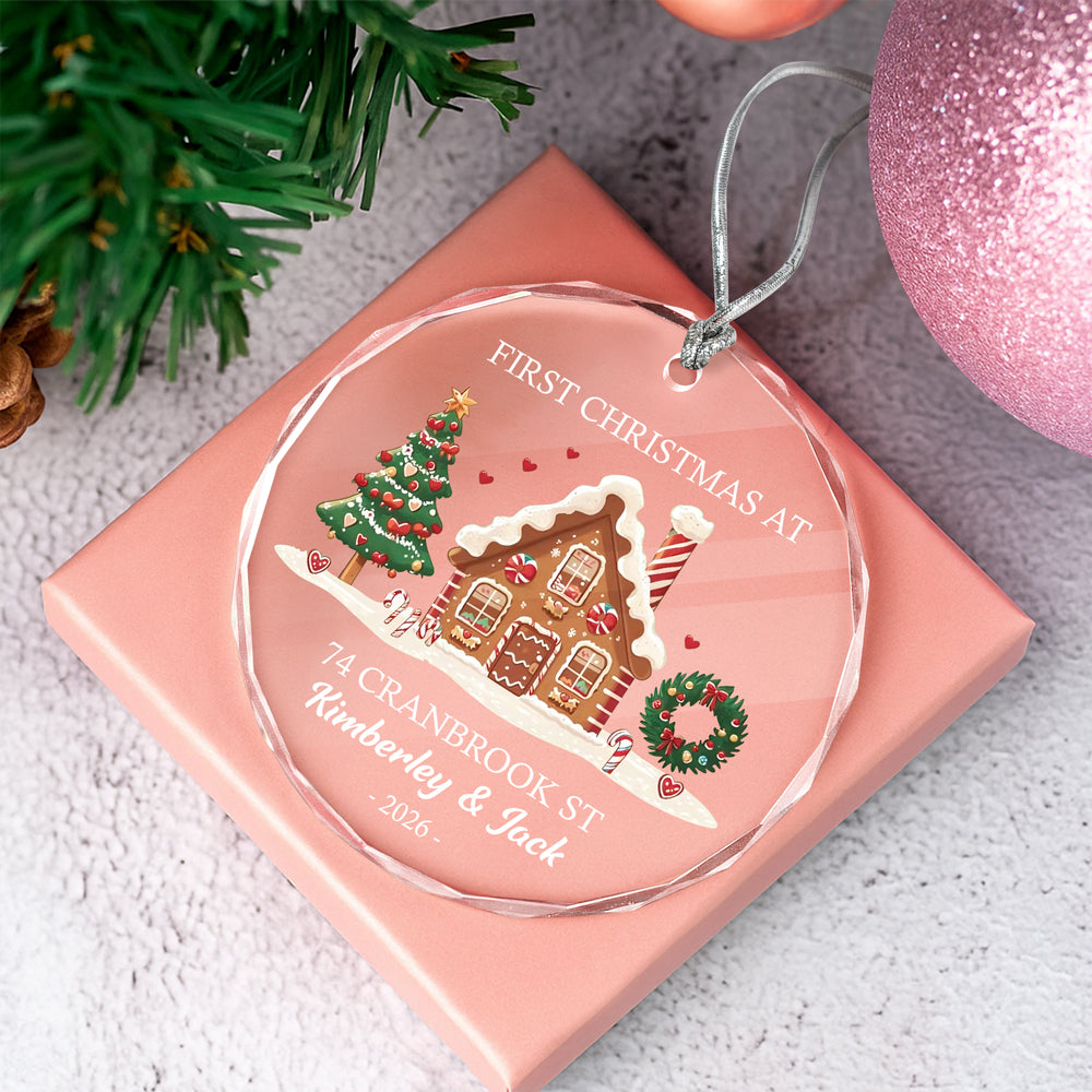 Personalized First Christmas At Glass Ornament, New Homeowner Holiday Decor HO82 903608