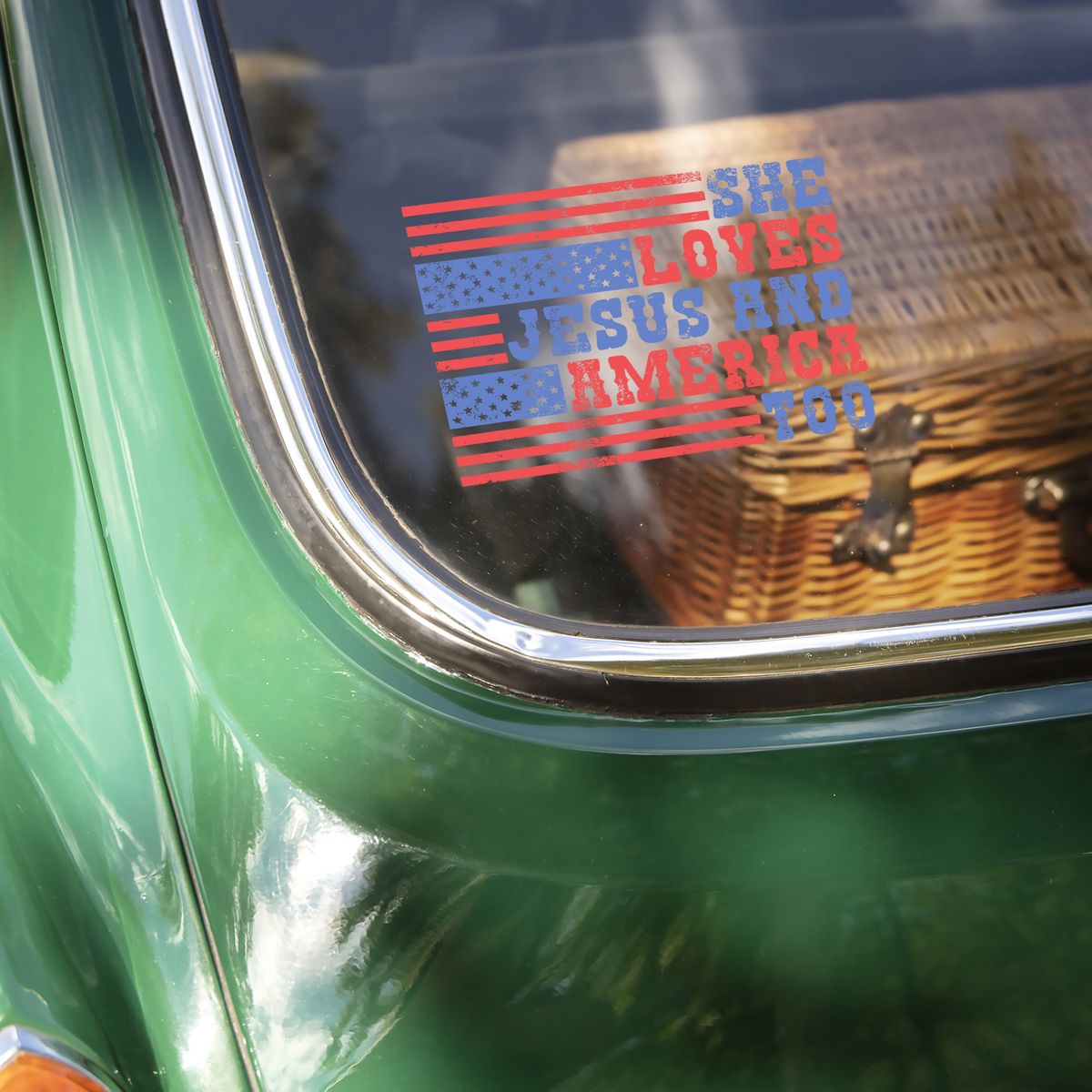 Personalised She Loves Jesus And America Too Car Window Decal Sticker LM32 897945