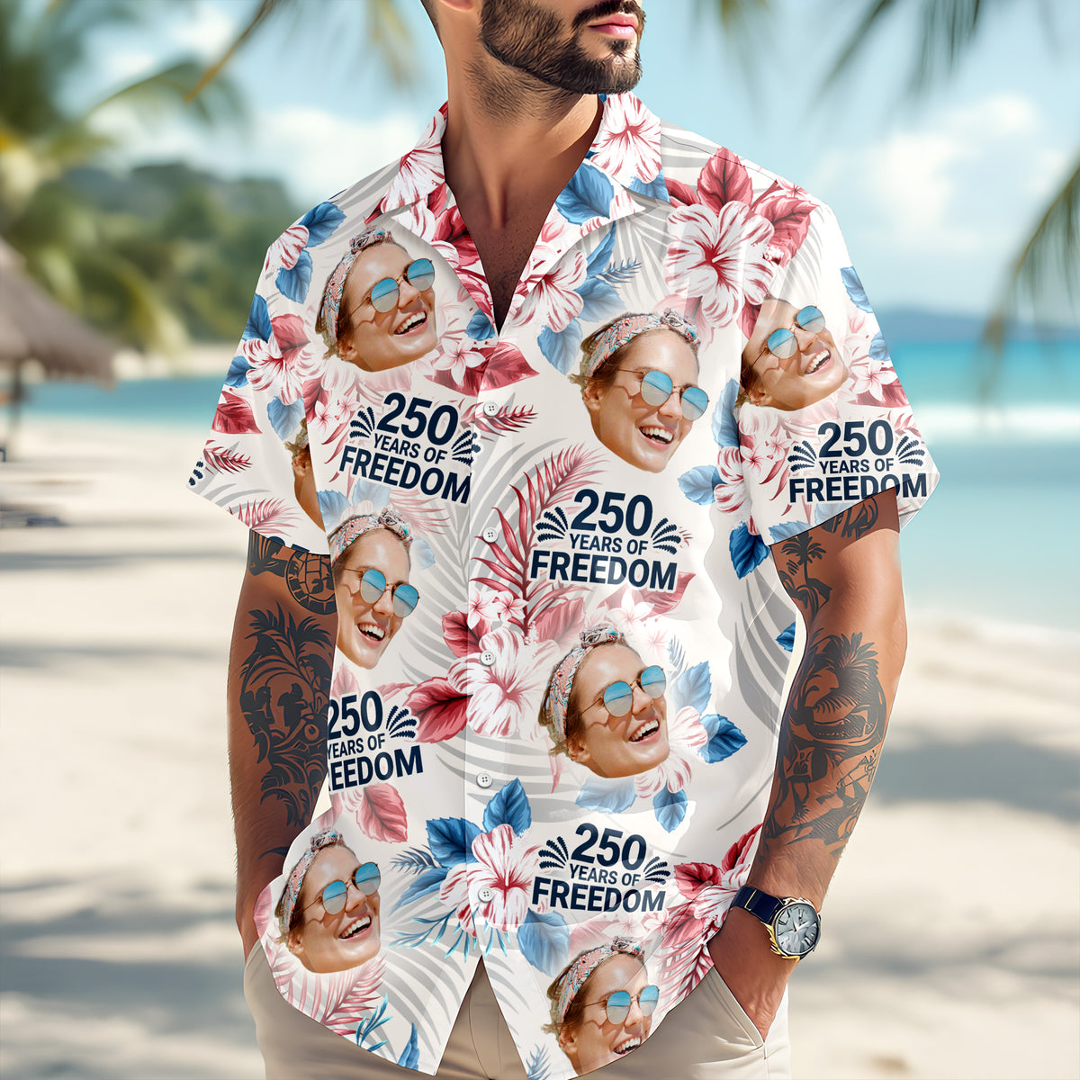 Custom Photo America 250 Years Of Freedom Anniversary Hawaiian Shirt HO82 902118
