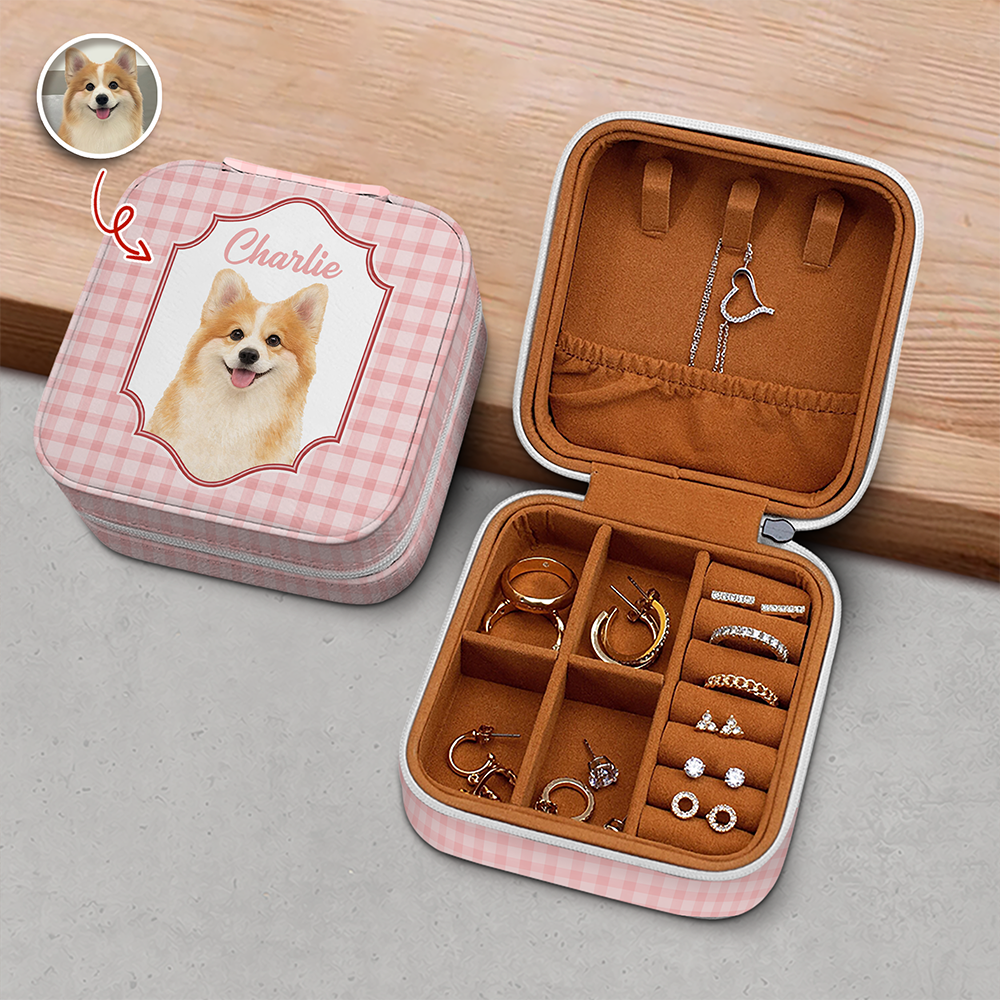 Custom Dog Cat Photo Realistic Watercolor Art Jewelry Travel Box HA75 920586