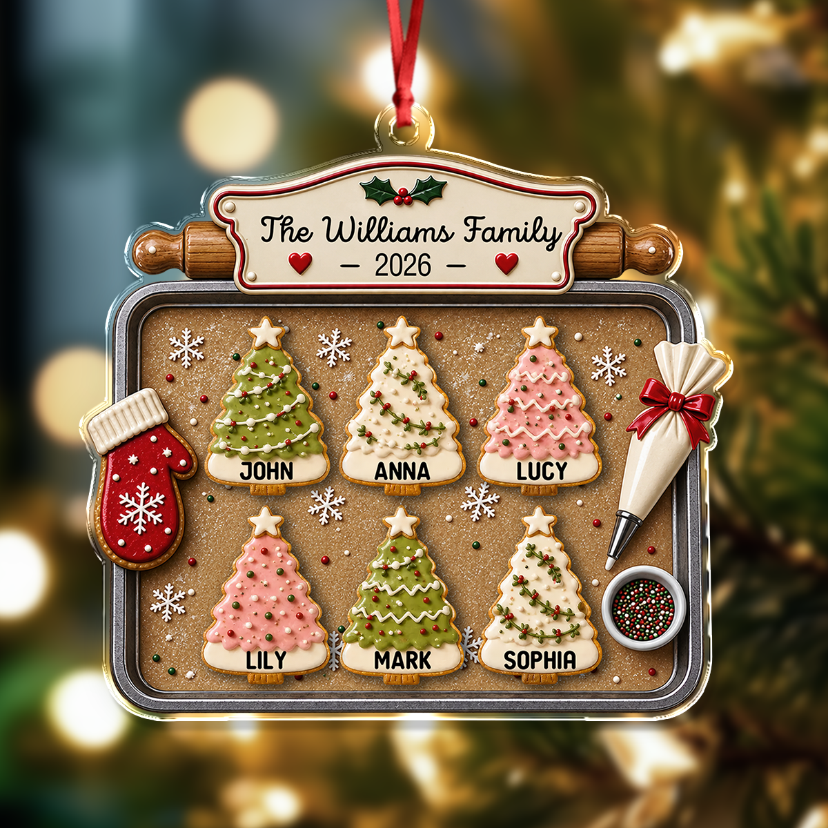 Personalized Custom Family Name Cookie Christmas Tree Acrylic Ornament For Family TH10 171135