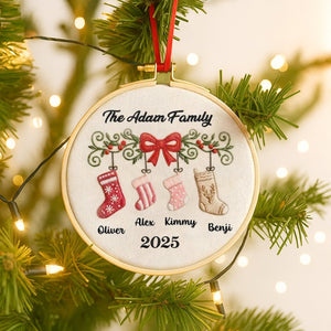 Personalized Family Stocking Embroidery Hoop Ornament TH10 896741