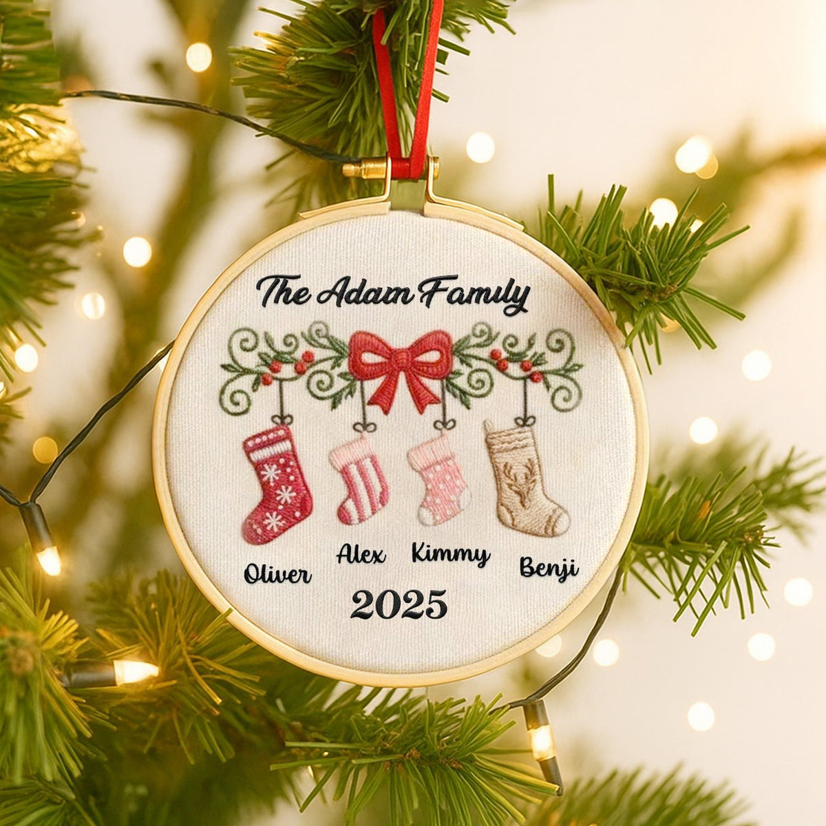 Personalized Family Stocking Embroidery Hoop Ornament TH10 896741