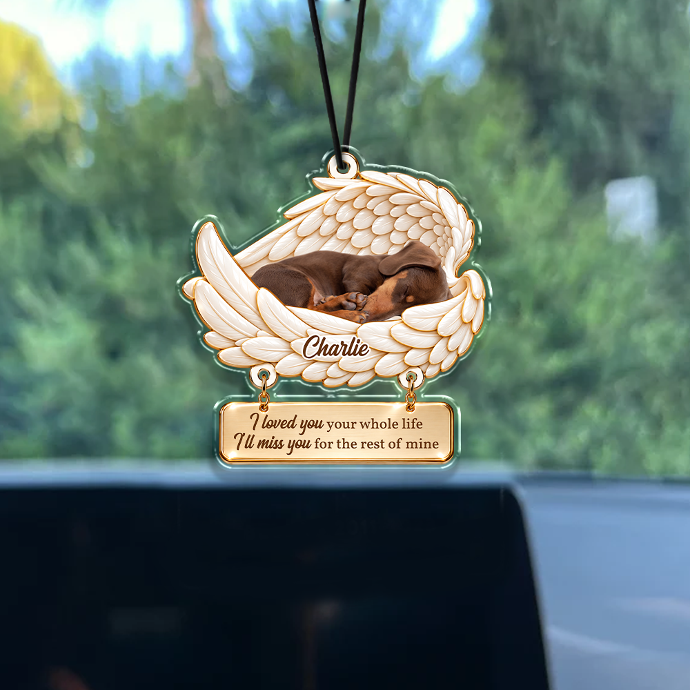 Custom Dog Photo You Left Pawprint on My Heart Memorial Car Hanging, Pet Remembrance Keepsake CH07 180900