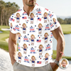 Custom Photo Best Dad By Par Funny Kid US Flag Polo Shirt - Personalized Father's Day Gift HA75 921146