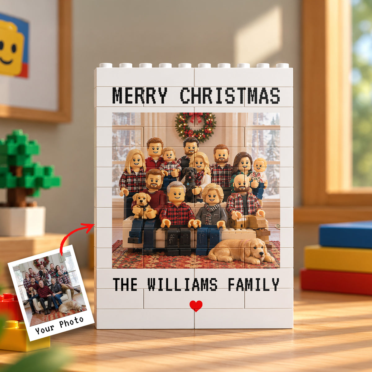Personalized Lego Photo Merry Christmas Building Brick Blocks Gift For Family TH10 171543