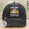 Custom Photo Cat Dad The Man The Myth The Snack Dealer - Personalized Washed Denim Baseball Cap CH07 896580