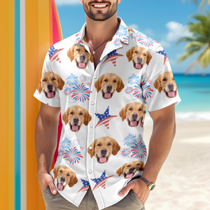 Custom Photo Face Independence Flag Hawaii Shirt CH07 895698