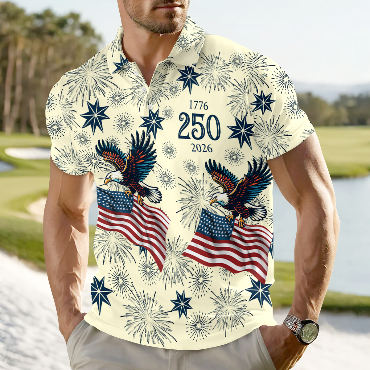 USA 250 Anniversary Eagle 1776-2026 Polo Shirt CH07 910434