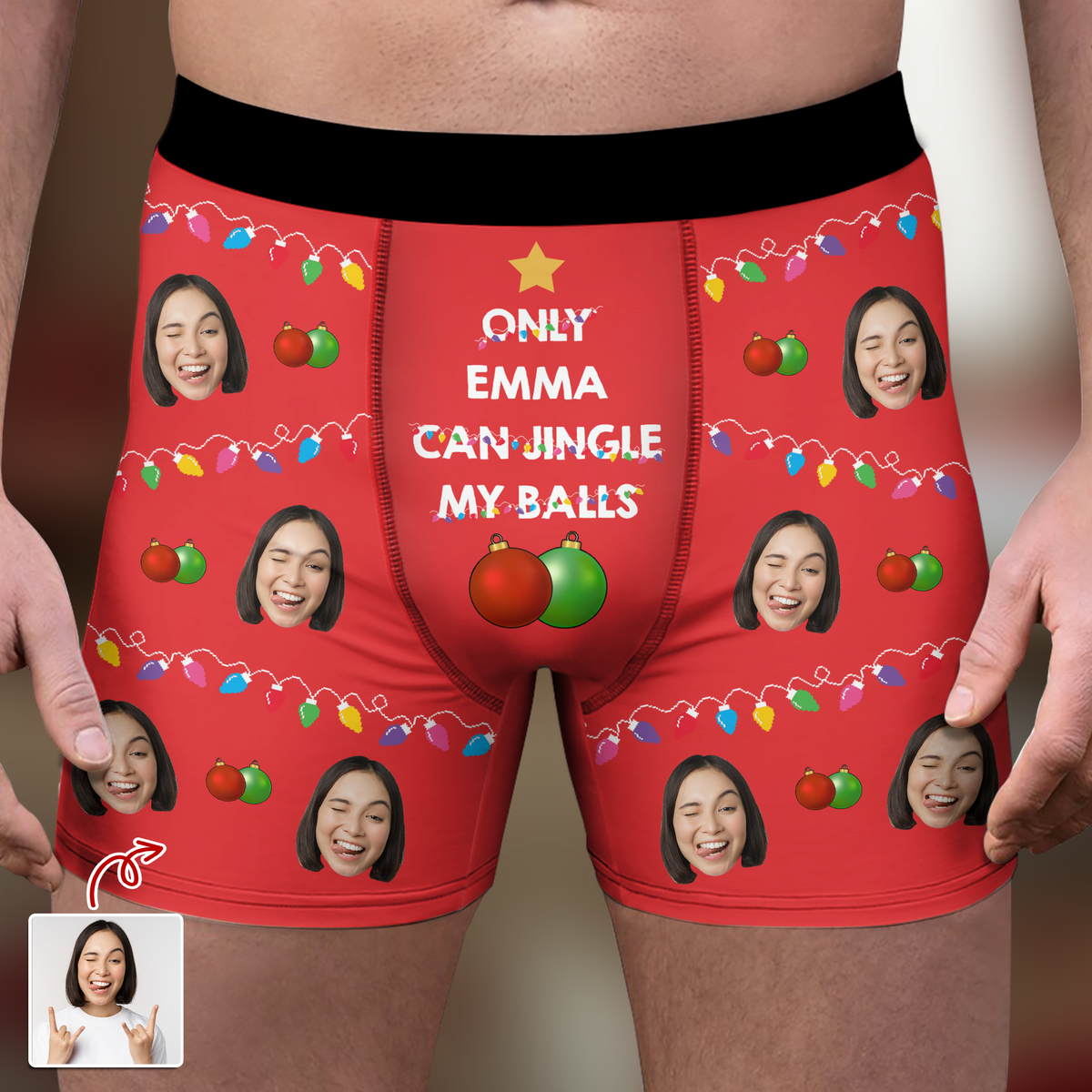 Custom Funny Photo Only My Wife Can Jingle My Ball Man's Boxer CH07 899296