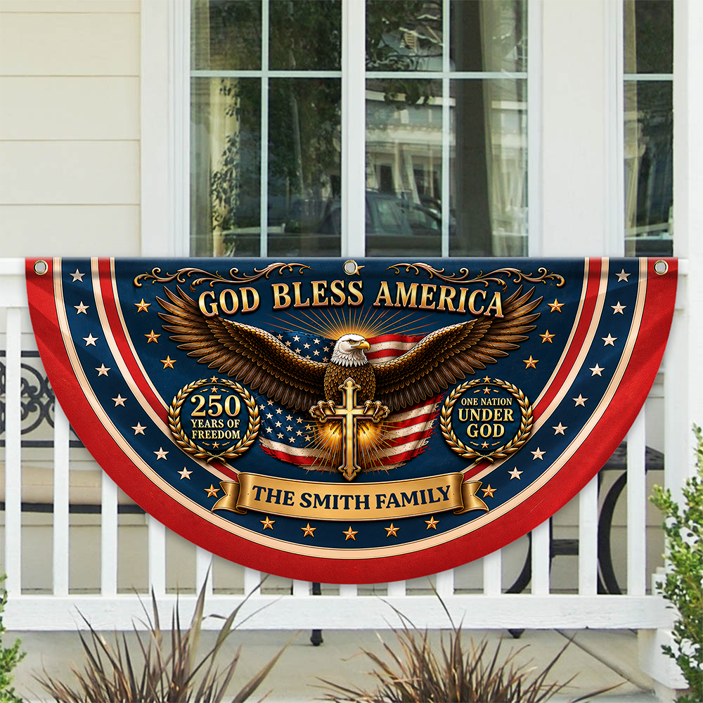 Personalized God Bless America 250 Years Of Freedom Non-Pleated Fan Flag LM32 669289