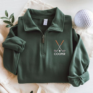 Personalized Name Embroidered Golf Quarter Zip Sweater, Unique Golf Enthusiast Gift, Golfers and Coaches Gift HO82 900730