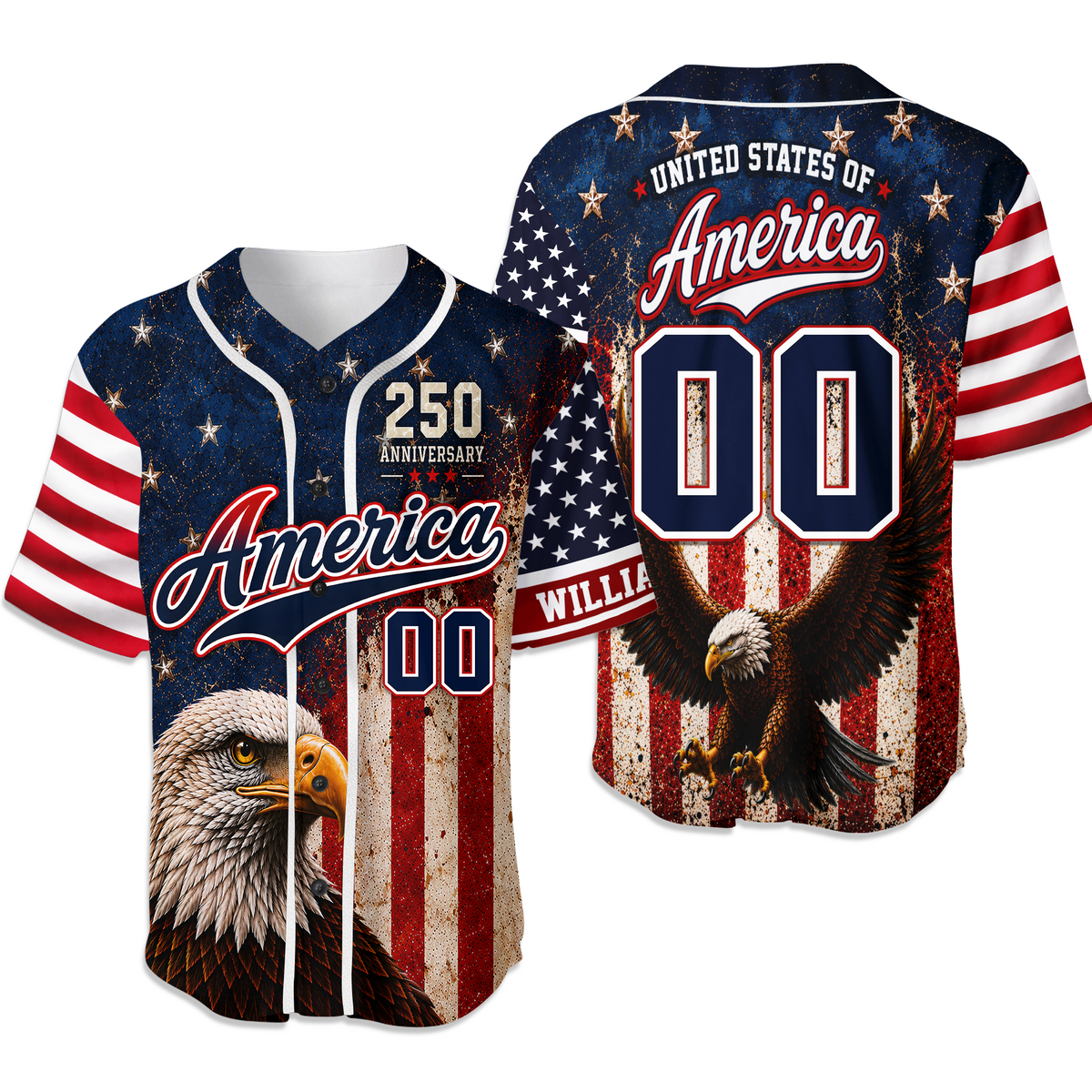 Custom Name America Patriotic 250th Anniversary Baseball Jersey Shirt CH07 911818