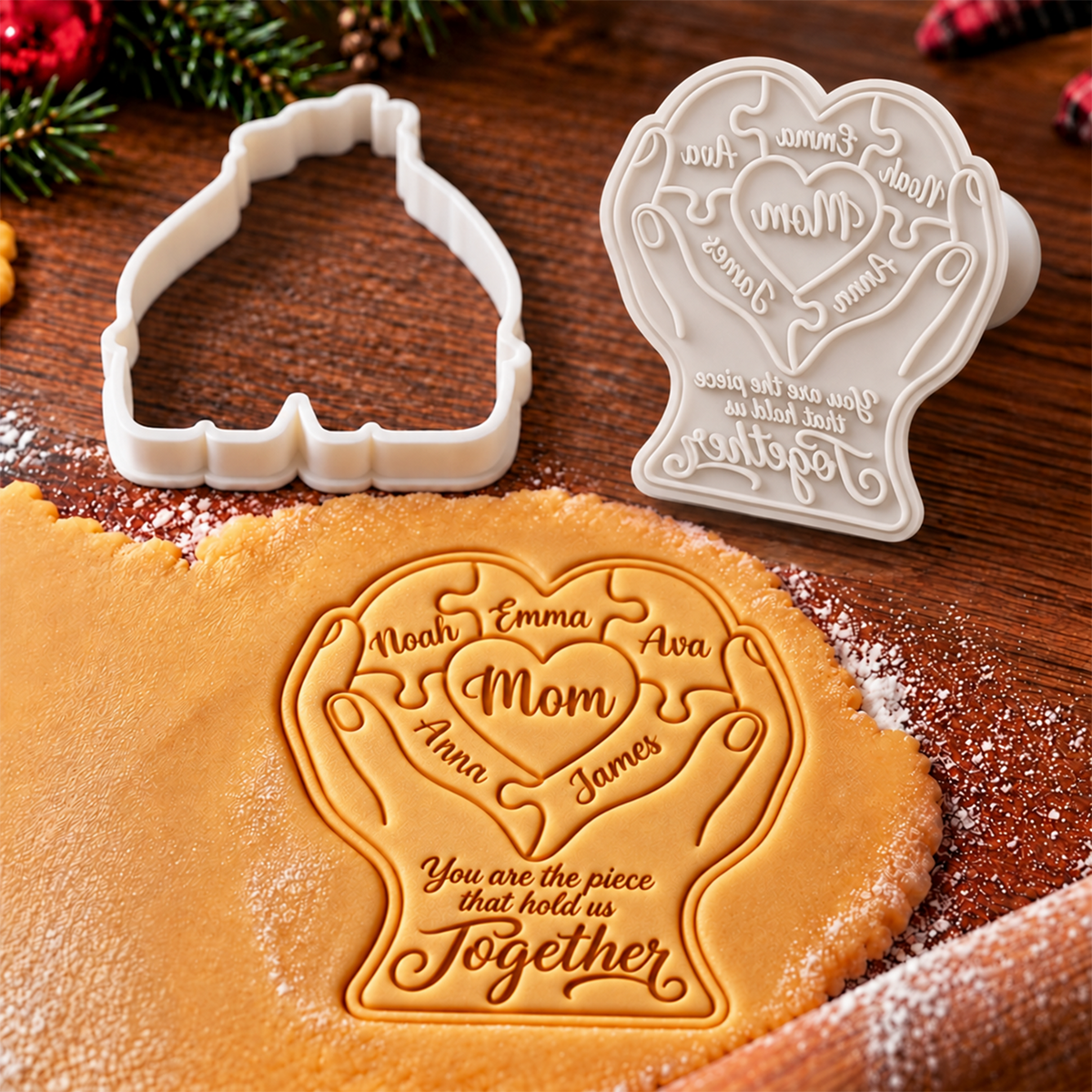 Custom Name Mom You Are The Piece That Holds Us Together Shaped Cookie Stamp HO82 904176