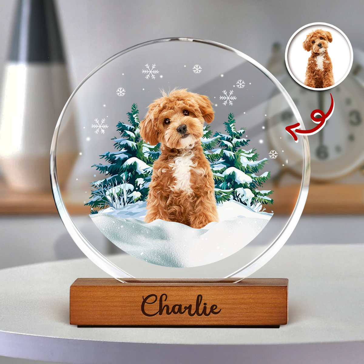 Custom Pet Photo Christmas - Personalized Round Acrylic Frame Block TH10 894407