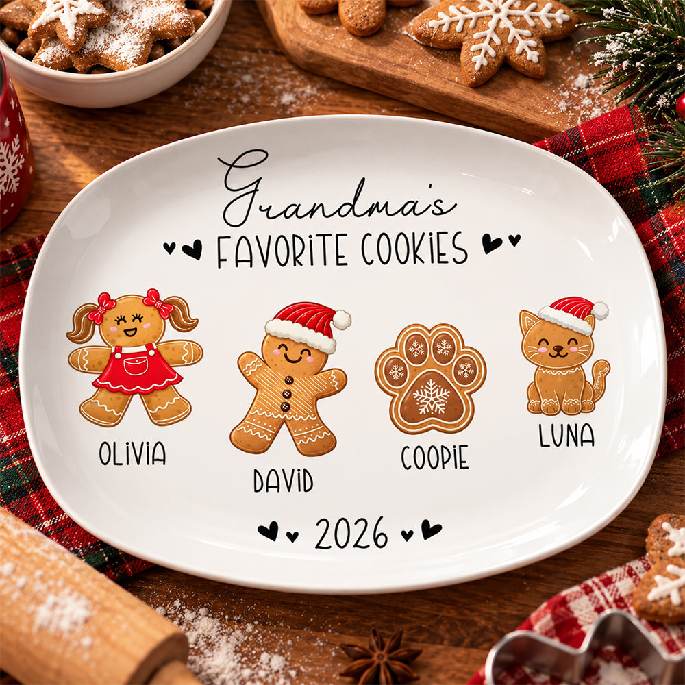 Custom Family Gingerbread Cookie Platter Christmas Family Gift Decor HO82 904178