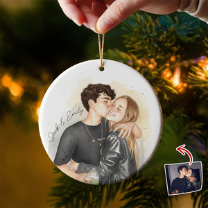 Custom Photo And Name Ceramic Ornament For Couple TH10 896745