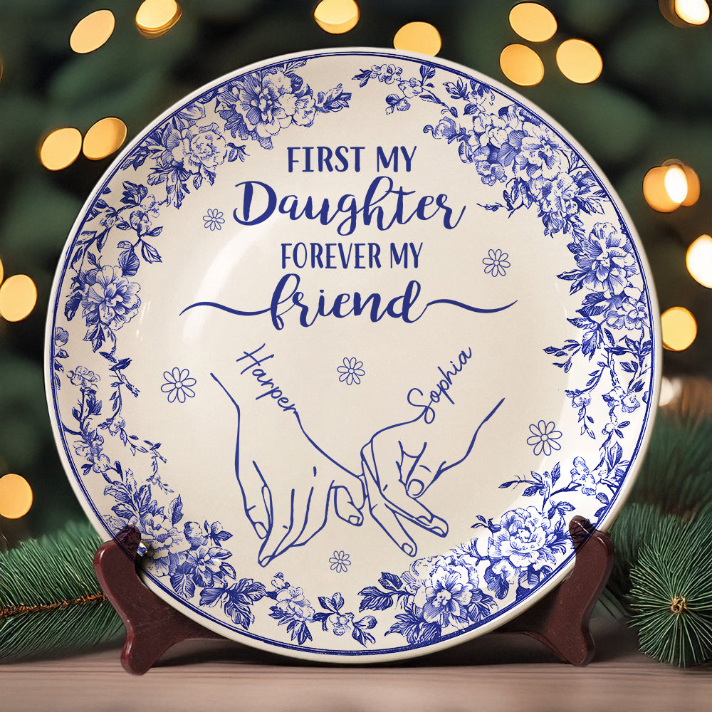 First Mother Forever Friend Personalized Chinoiserie Toile De Jouy Style Ceramic Plate Gift For Mom HA75 892650