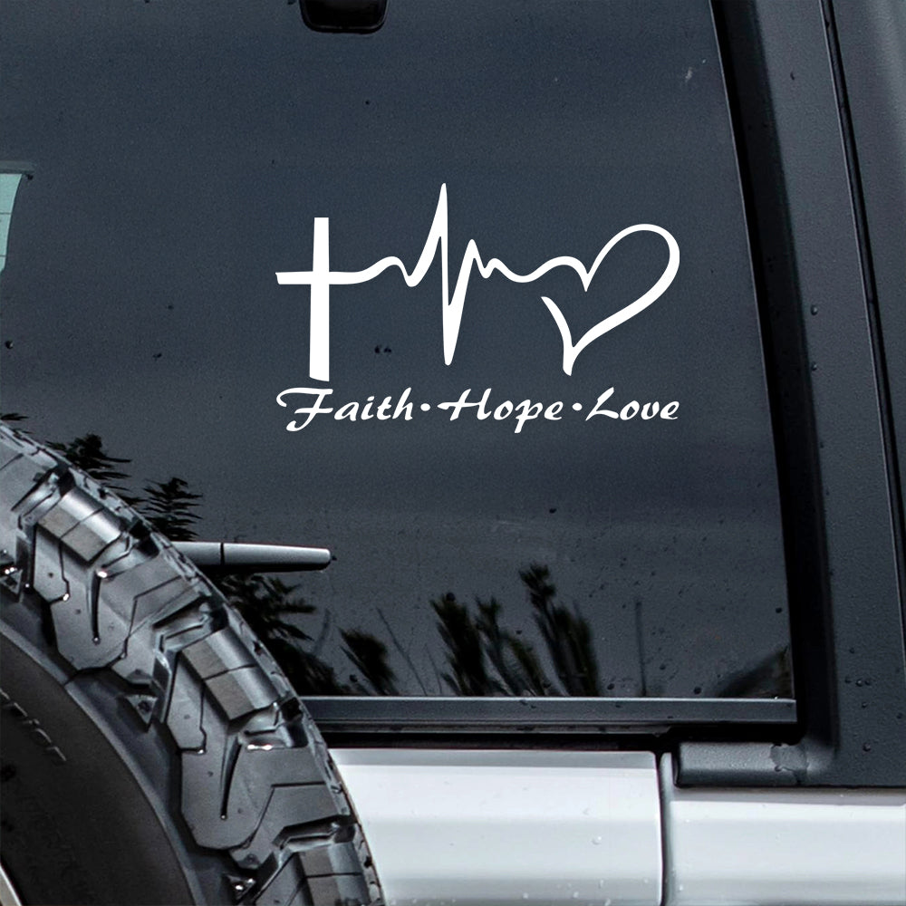 Faith Hope Love Jesus Heartbeat Car Window Decal Sticker LM32 897457