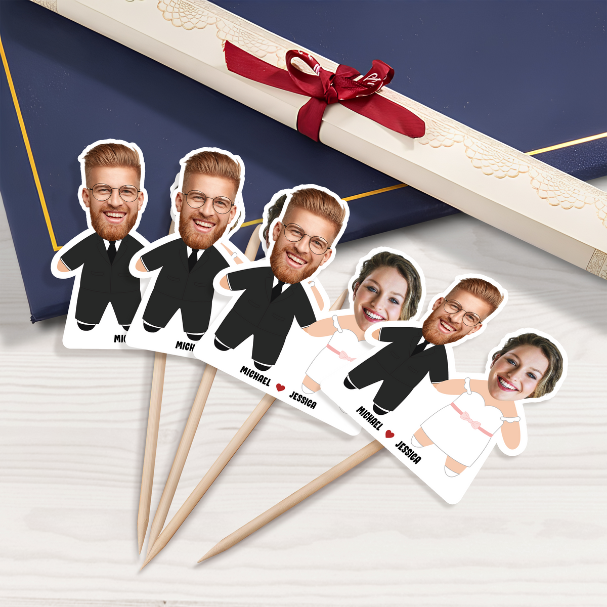 Custom Photo Face Wedding Couple Decoration Cupcake Toppers HA75 892222