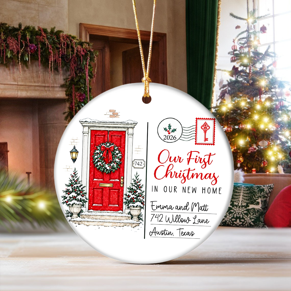 Personalized First Christmas In Our New Home Ceramic Ornament, Housewarming Christmas Keepsake TH10 171557